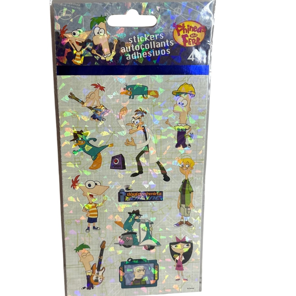 Phineas and Ferb Holographic Stickers‎ 4 Sheets Disney Channel Kids Fun